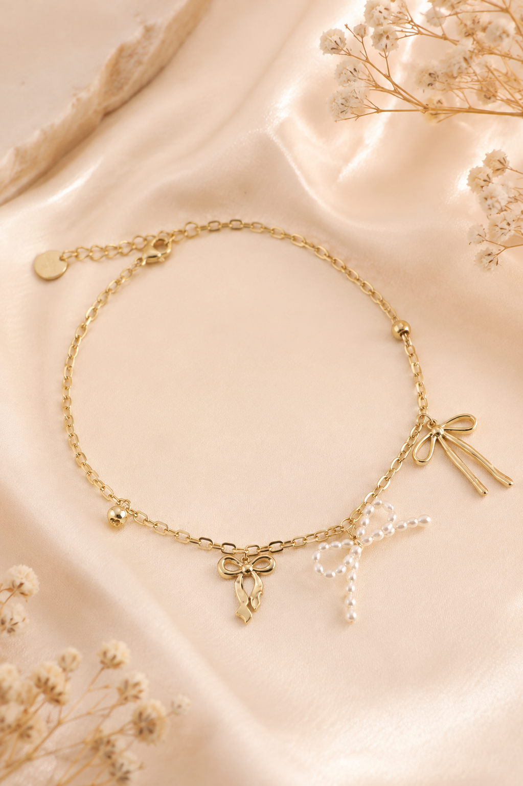 Collier Isadora - Noeuds Dorés & Perlés
