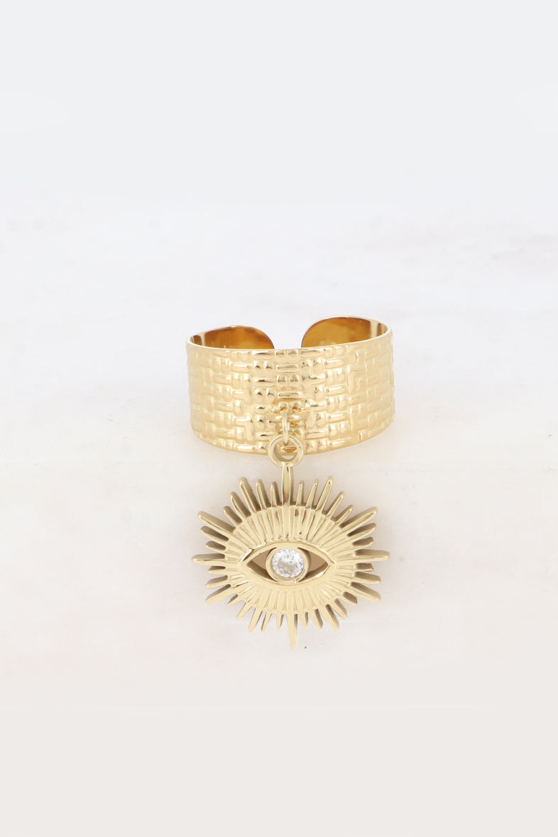 Bague Astra - Anneau Soleil & Oeil & Cristal