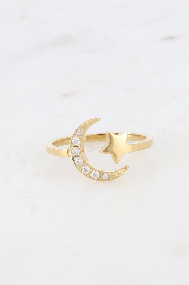 Bague Solène - Anneau Lune & Étoile