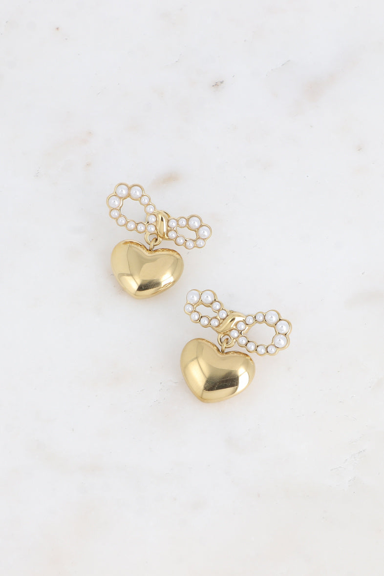 Boucles d'Oreilles Céleste - Coeur & Noeud