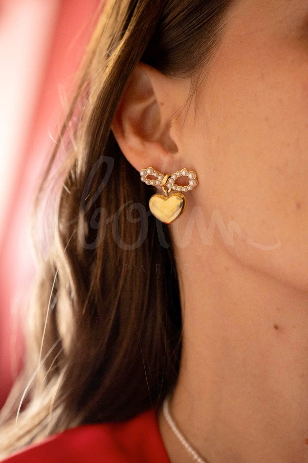 Boucles d'Oreilles Céleste - Coeur & Noeud