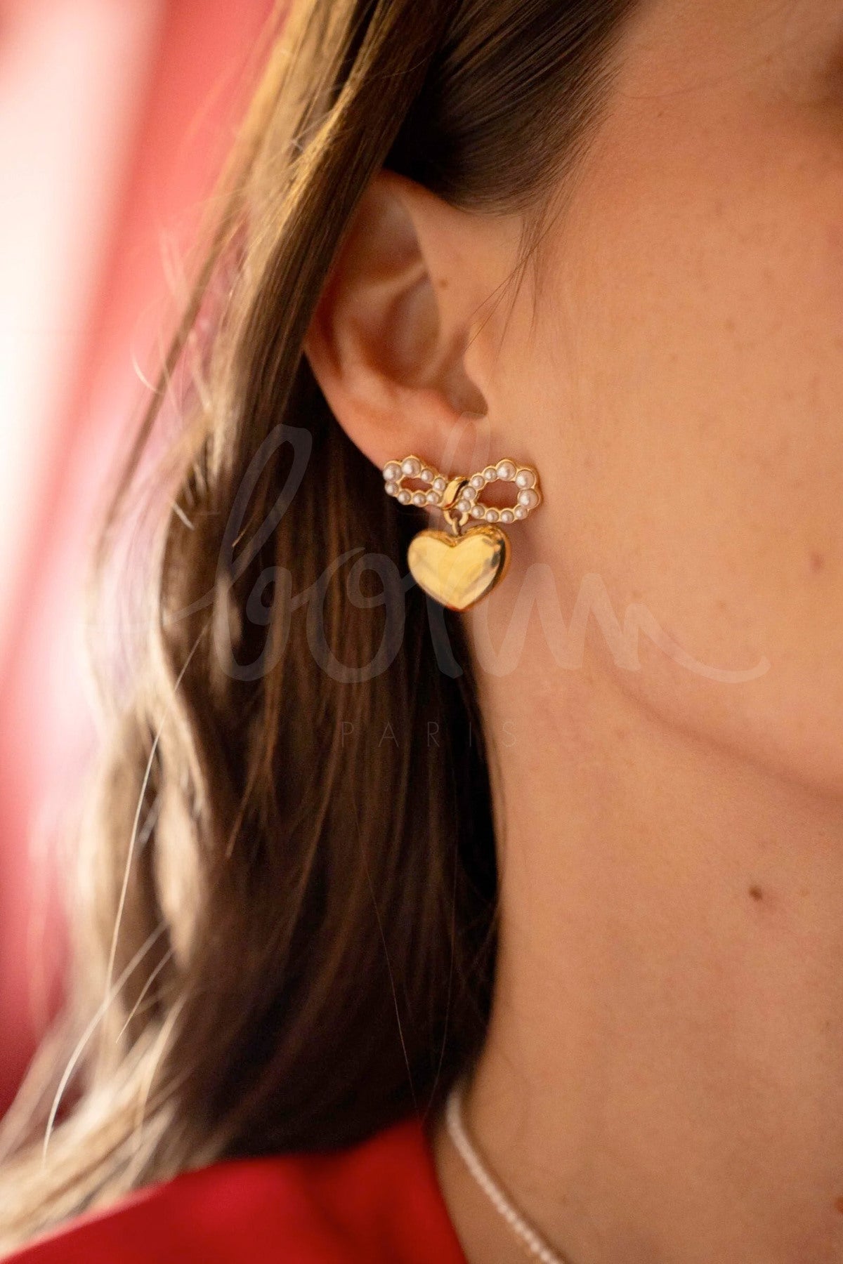 Boucles d'Oreilles Céleste - Coeur & Noeud