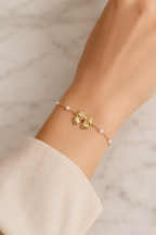 Bracelet Anastasya - Noeud Doré & Perles blanches