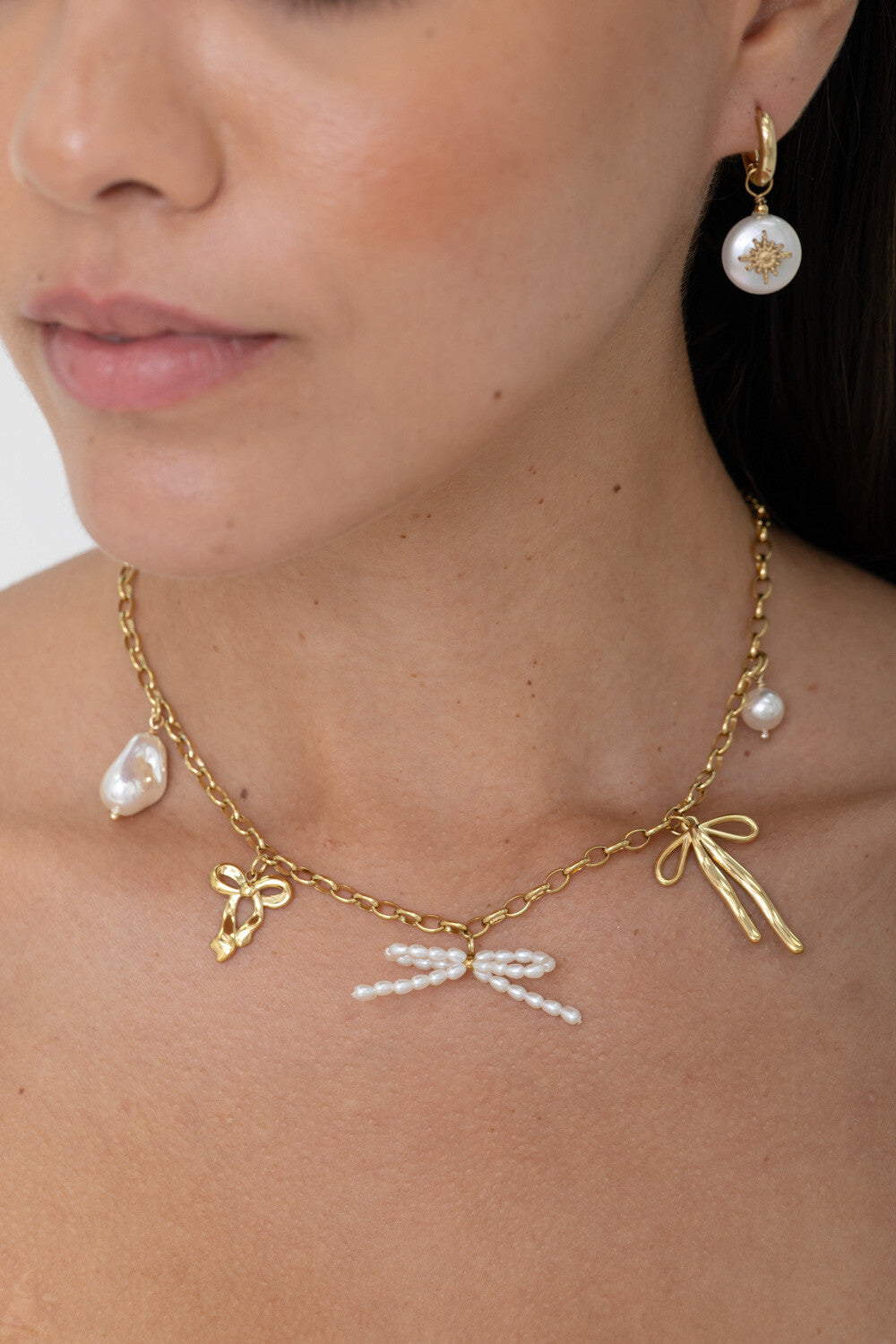 Collier Isadora - Noeuds Dorés & Perlés